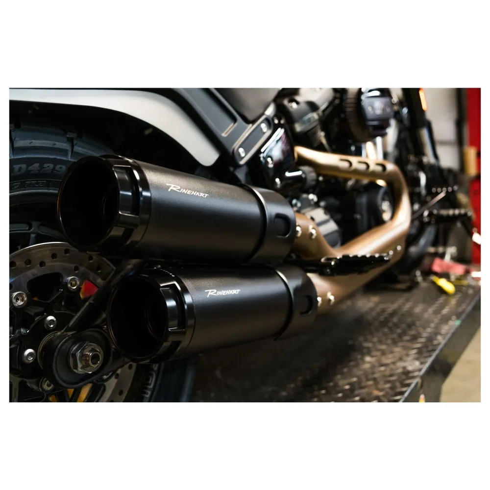Rinehart 4,5" Fat Bob Slip-On Dempers Zwart voor Harley