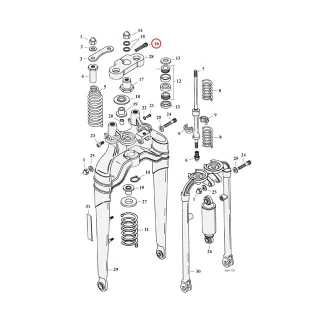 Schroef bovenste drievoudige klem Softail Veer FXST 88-06; FLSTS 97-09