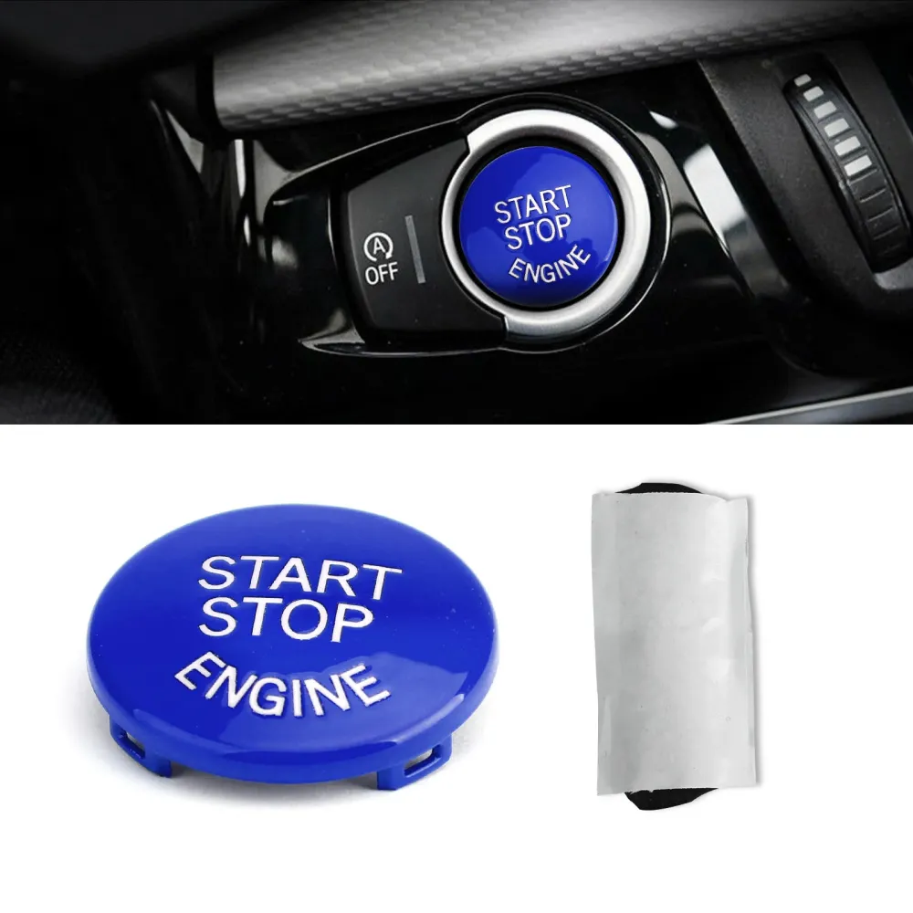 Start Stop Motorknopschakelaarafdekking voor BMW E Chassis E90 E91 X5 E70 E60 Blauw