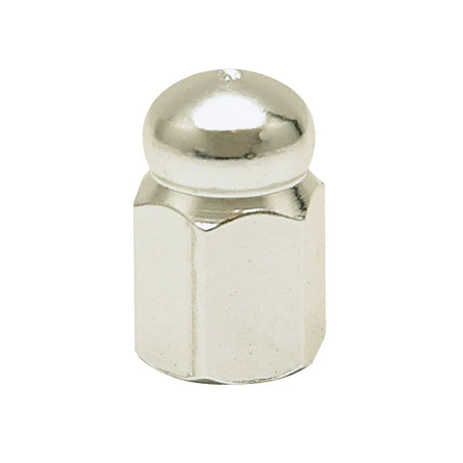 Trik Tropz Valve Stem Caps Alloy Hex Domed Zilver