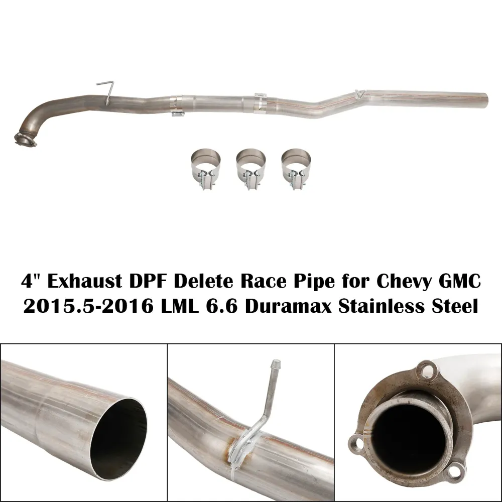 4" Uitlaat DPF Verwijder Race Pijp voor Chevy GMC 2015.5-2016 LML 6.6 Duramax Roestvrij Staal