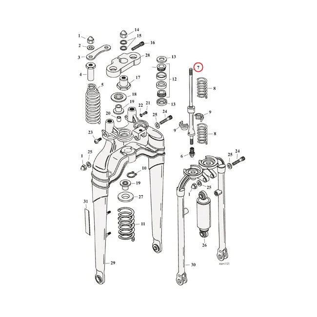 Veerstangassemblage Softail Springer FXST 88-06; FLSTS 97-09