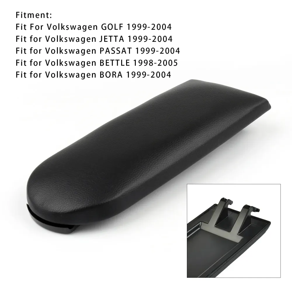 Zwart lederen armsteun middenconsole deksel voor VW MK4 Jetta Bora Golf 18D867173