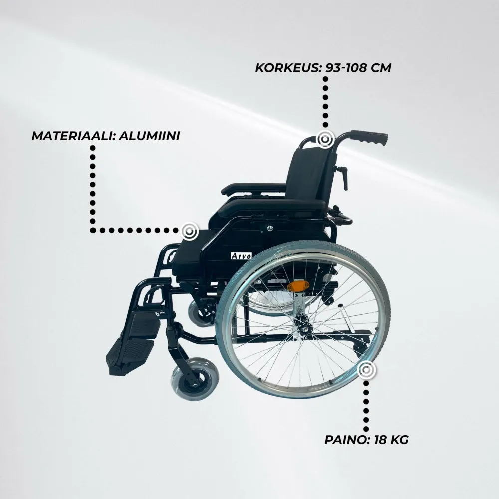 Arvo Wheelchair Premium, ravenzwart compatible met 95% van Accu's