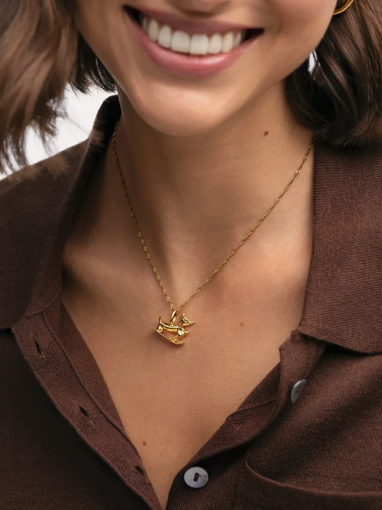 Winter Teckel Goud Charm