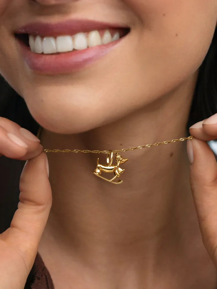 Winter Teckel Goud Charm