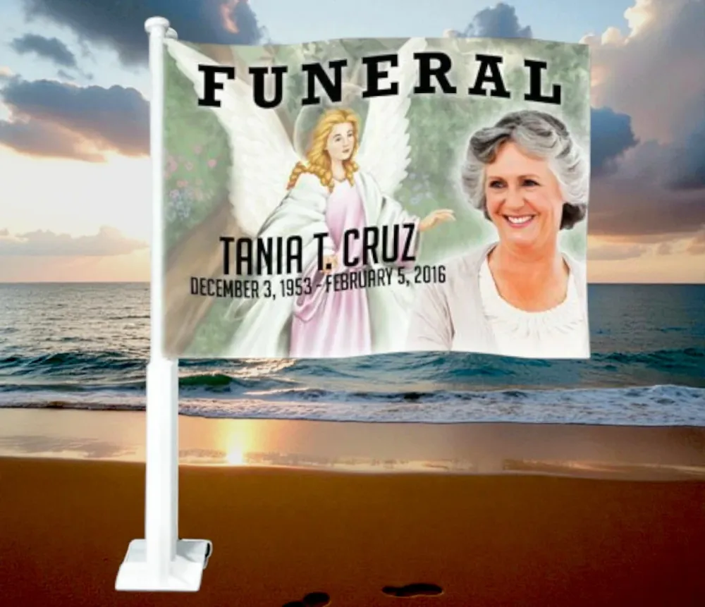 Faith Funeral Car Flag and Pole gegalvaniseerd staal