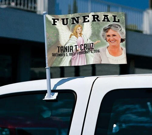 Faith Funeral Car Flag and Pole gegalvaniseerd staal