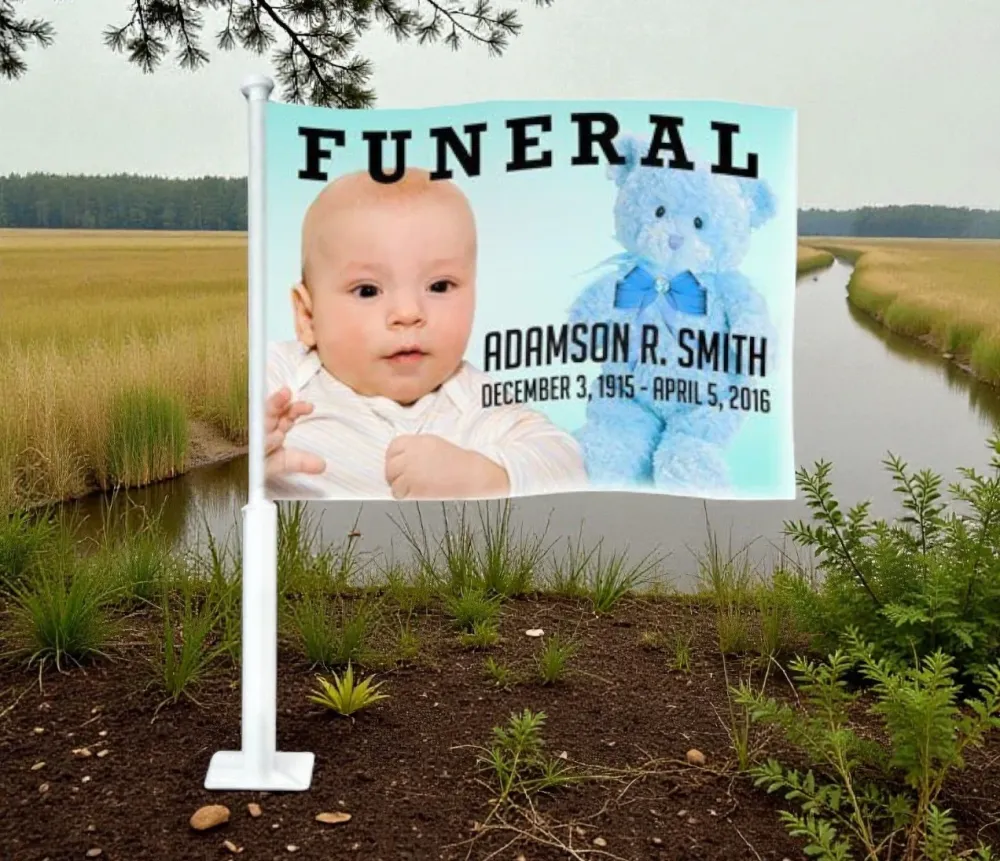 Nursery Funeral Car Flag and Pole Heavy Duty constructie