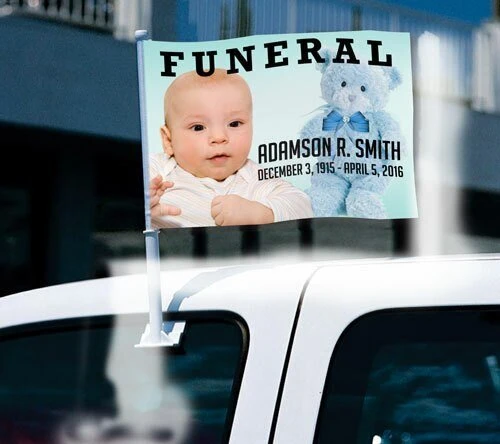 Nursery Funeral Car Flag and Pole Heavy Duty constructie