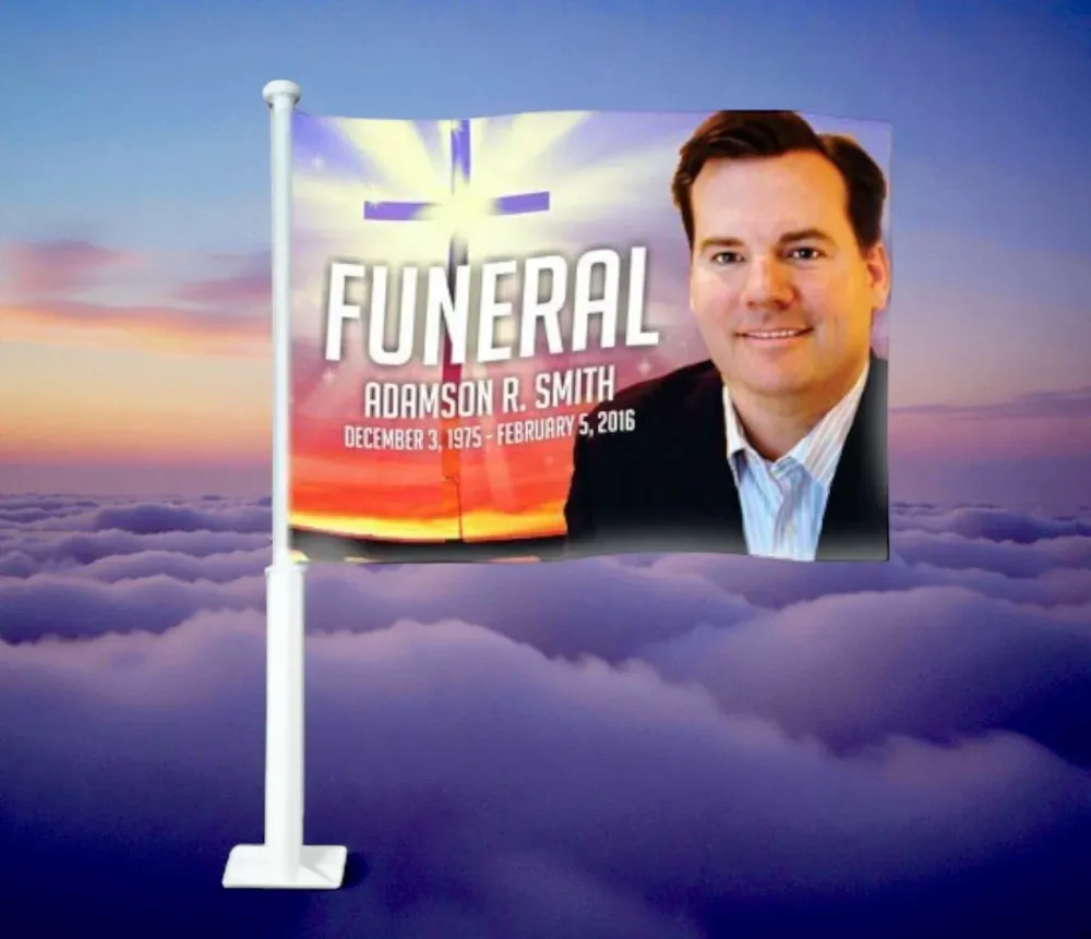 OEM Kwaliteit Glorify Funeral Car Flag and Pole