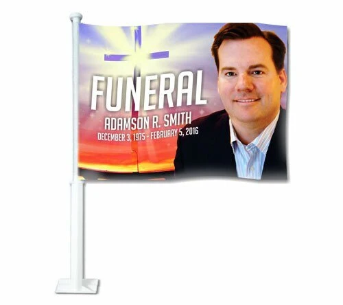 OEM Kwaliteit Glorify Funeral Car Flag and Pole