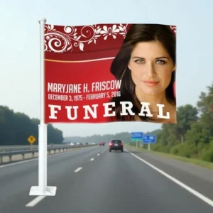 Ruby Funeral Car Flag and Pole compatibel met VW Golf 7