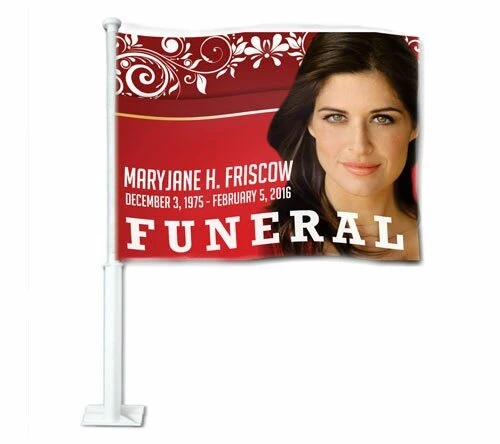 Ruby Funeral Car Flag and Pole compatibel met VW Golf 7