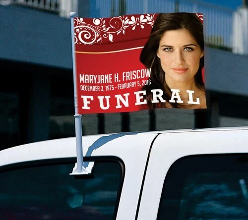 Ruby Funeral Car Flag and Pole compatibel met VW Golf 7