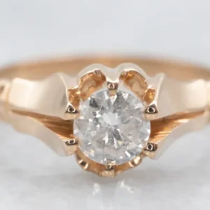 Antique Gold Belcher Set Diamond Solitaire Engagement Ring