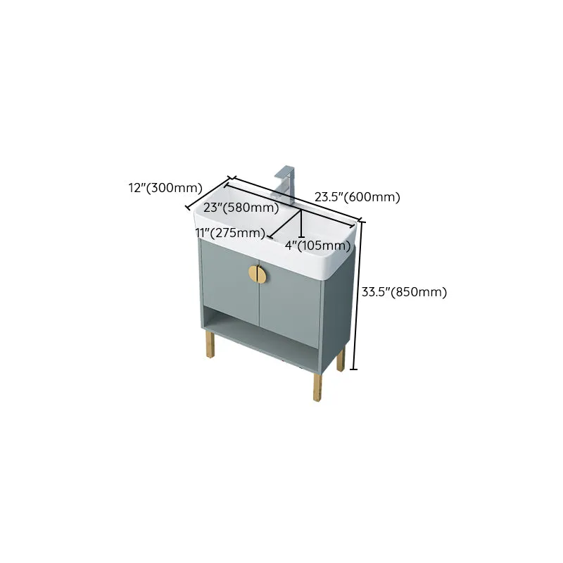 Gecertificeerde Rectangular Freestanding Bathroom Vanity Glam Groen Single-Sink Vanity Set 12l