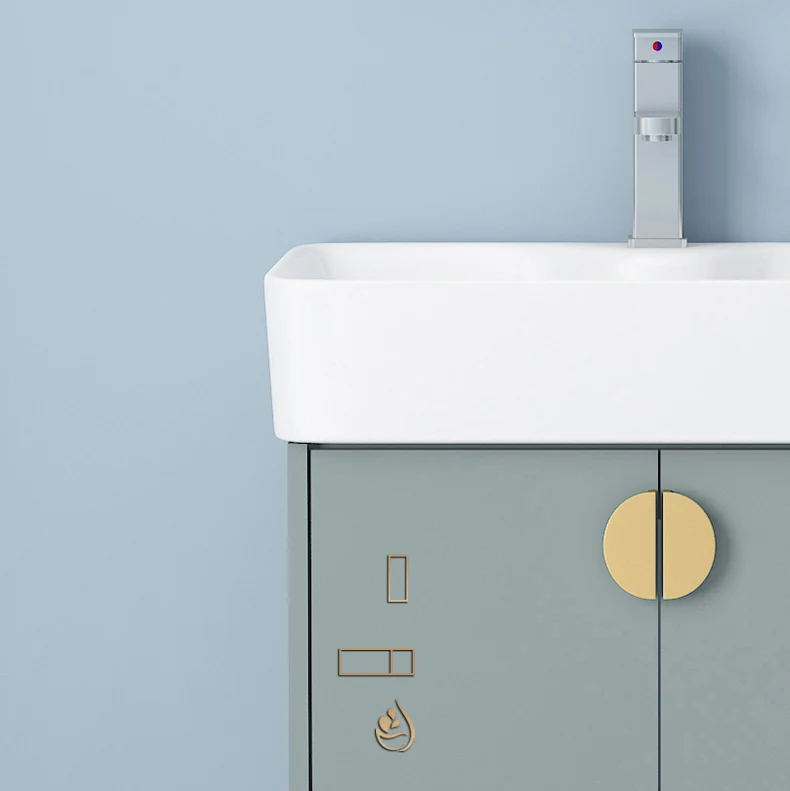 Gecertificeerde Rectangular Freestanding Bathroom Vanity Glam Groen Single-Sink Vanity Set 12l