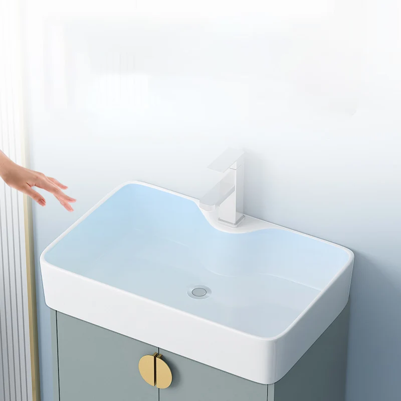 Gecertificeerde Rectangular Freestanding Bathroom Vanity Glam Groen Single-Sink Vanity Set 12l