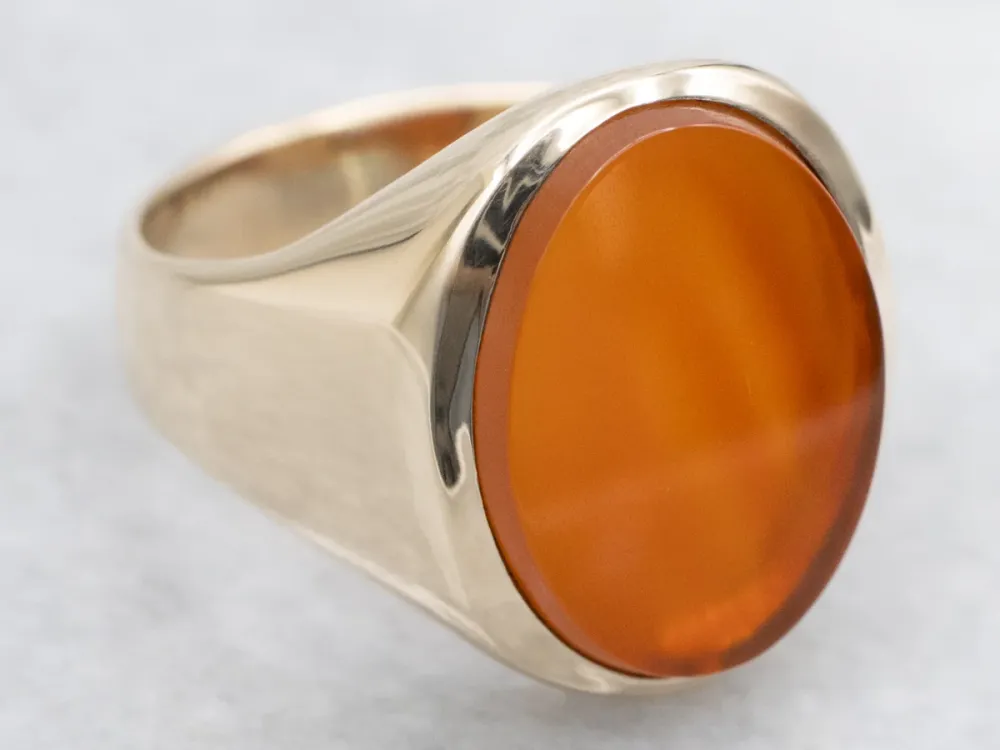 OEM Kwaliteit Men's Bezel Set Carnelian Solitaire Ring
