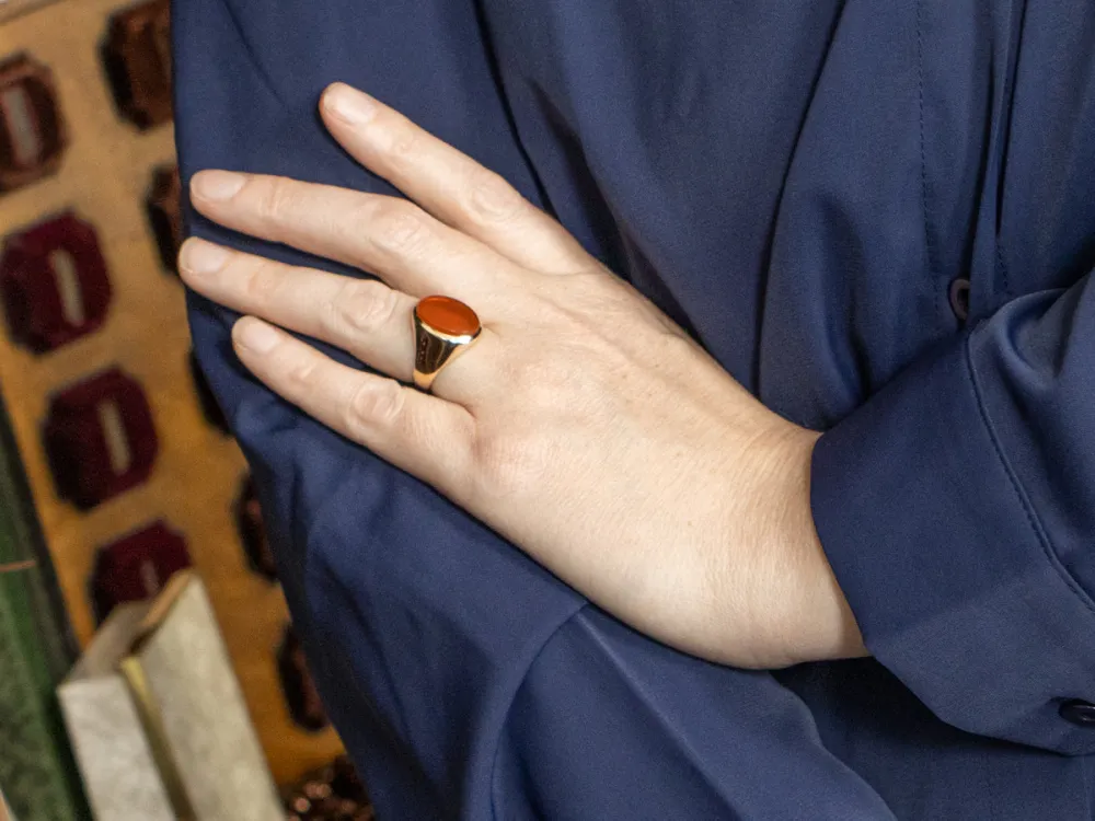 OEM Kwaliteit Men's Bezel Set Carnelian Solitaire Ring