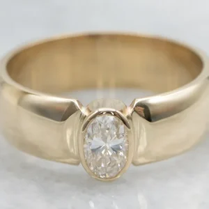 Oval Cut Bezel-Set Diamond Solitaire Engagement Ring met 2 jaar garantie