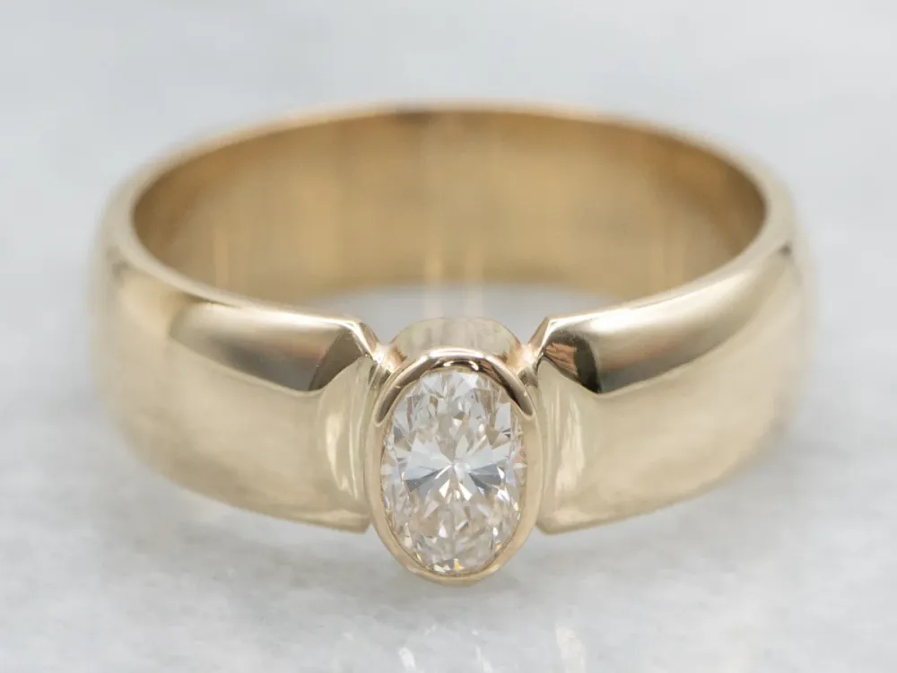 Oval Cut Bezel-Set Diamond Solitaire Engagement Ring met 2 jaar garantie