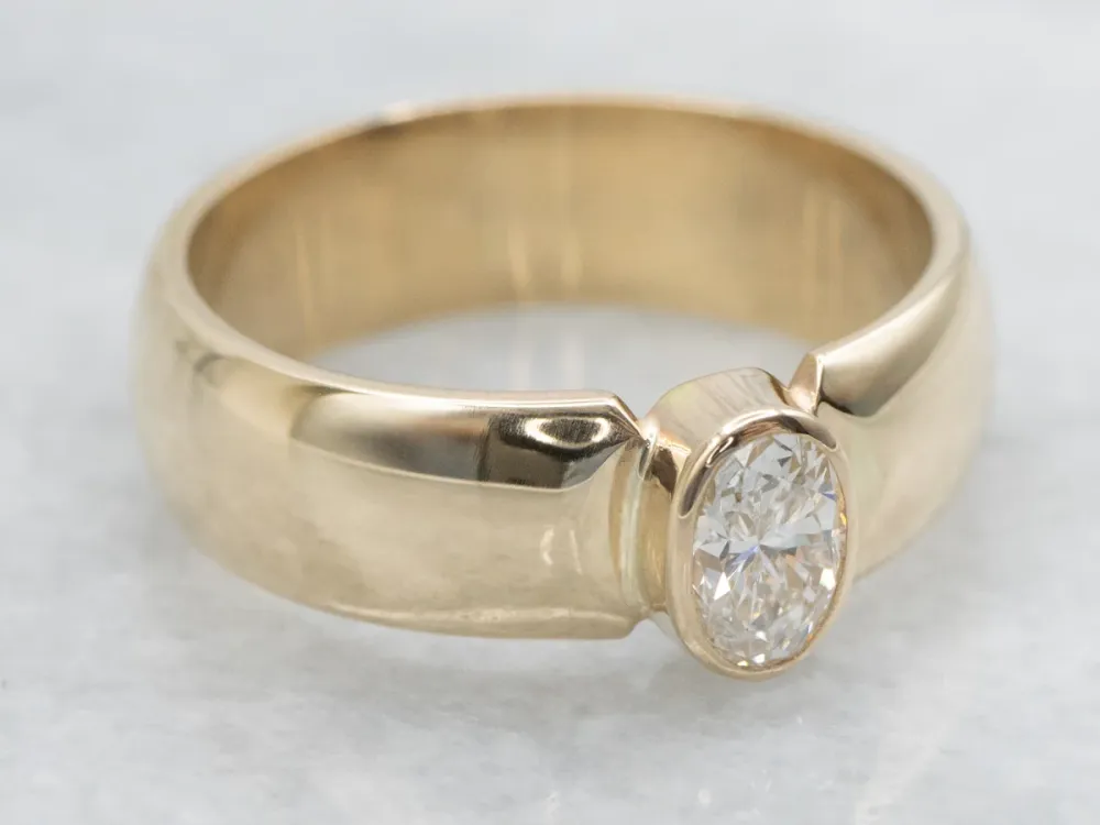 Oval Cut Bezel-Set Diamond Solitaire Engagement Ring met 2 jaar garantie