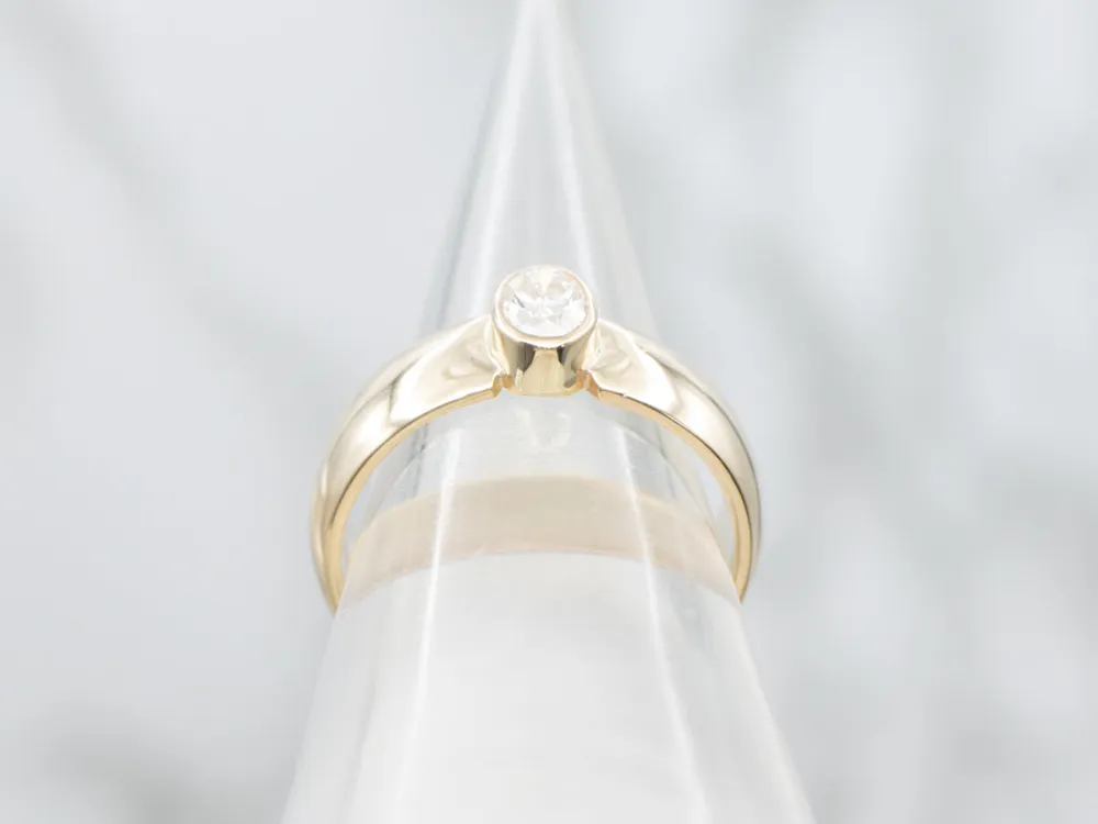 Oval Cut Bezel-Set Diamond Solitaire Engagement Ring met 2 jaar garantie