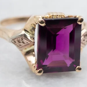 Retro Rhodolite Garnet Solitaire Ring