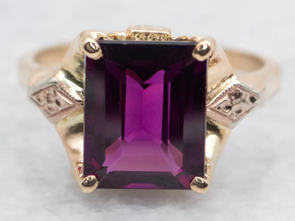 Retro Rhodolite Garnet Solitaire Ring