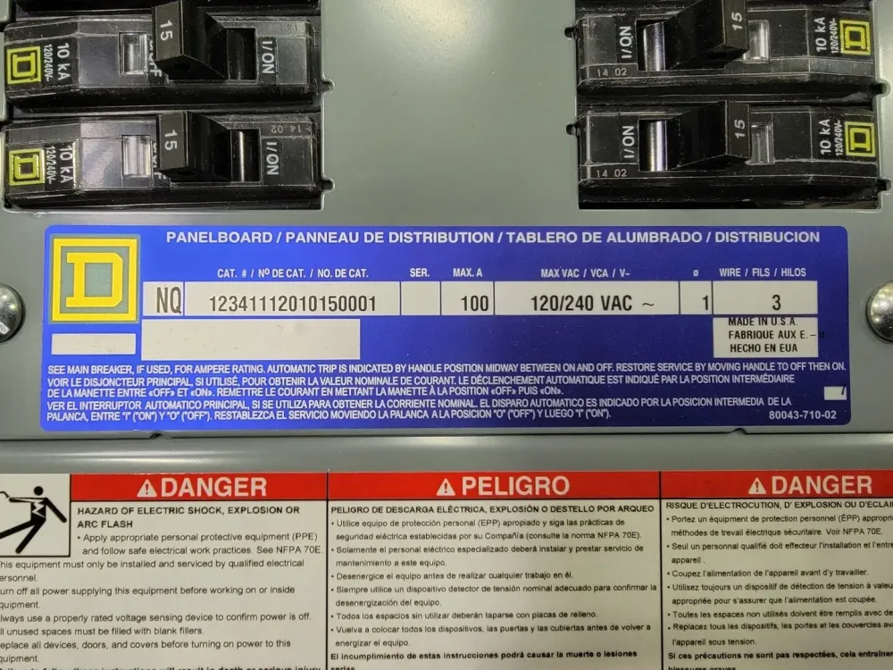 100 Amp Panel Board 1234111201015001
