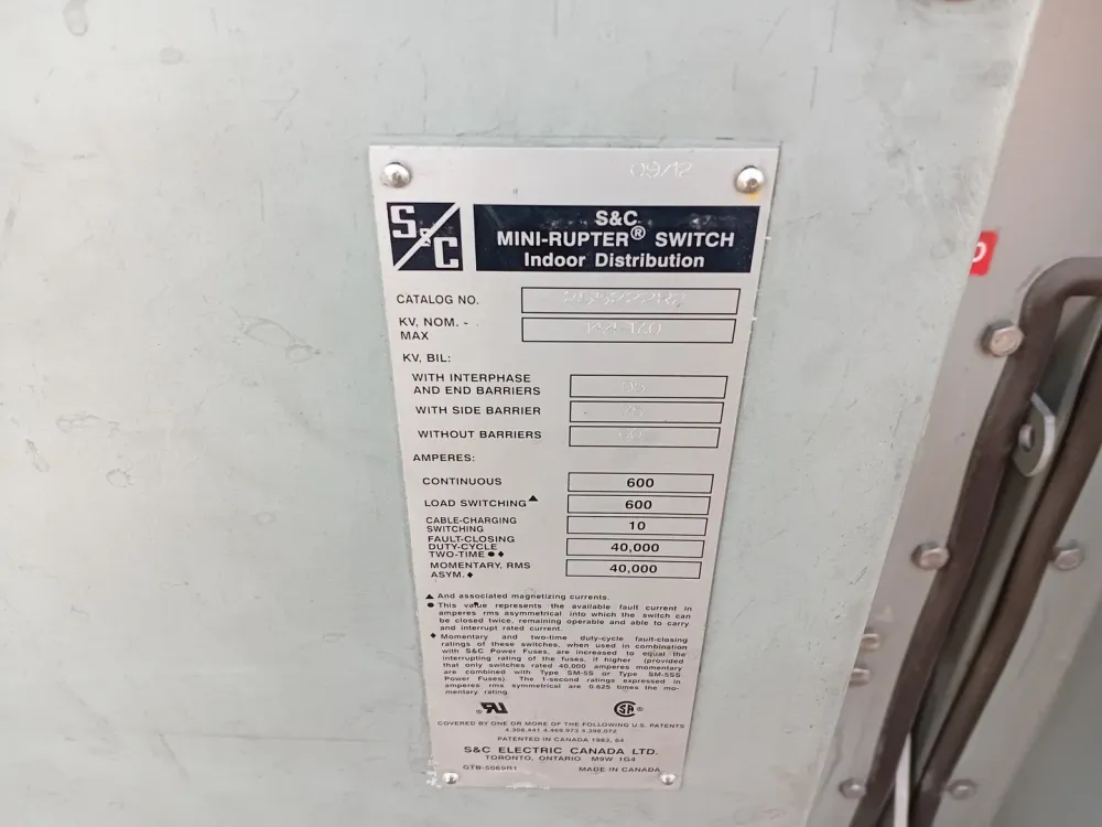 E-Gemarkeerd 4160 Volts 600 Amp High Voltage Switch 122-5-DDM1