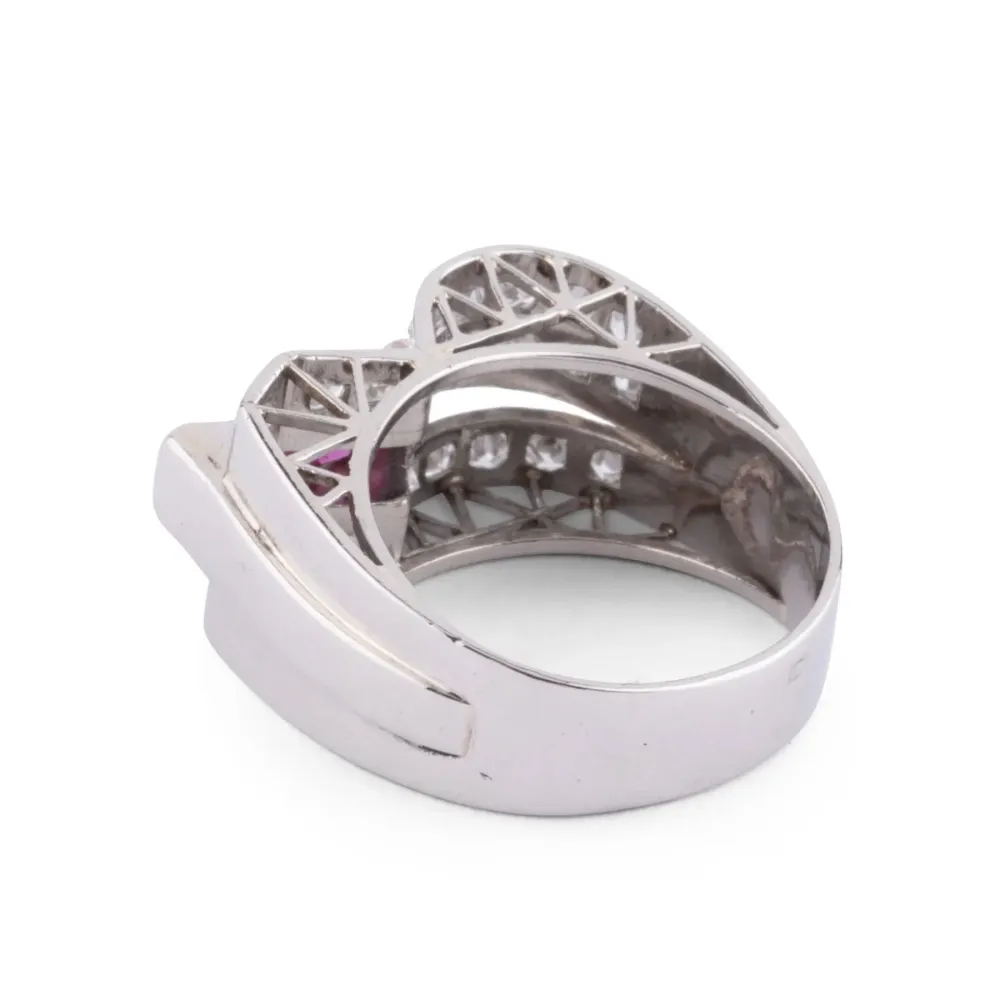 Ring Tank platinum Diamond Ruby met 2 Jaar Garantie