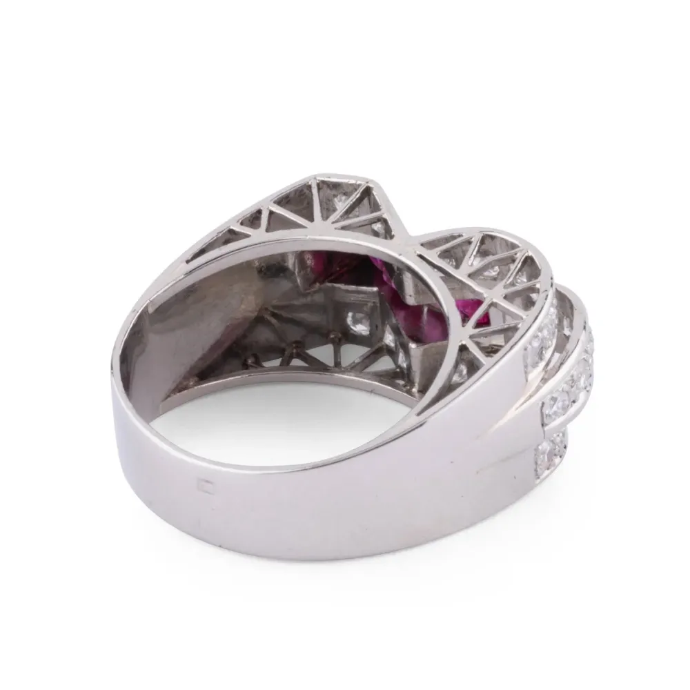 Ring Tank platinum Diamond Ruby met 2 Jaar Garantie