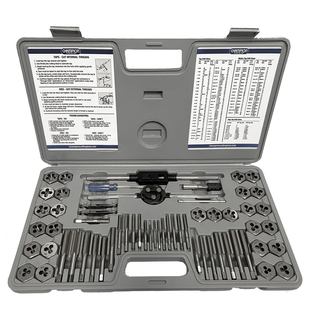 Zwaar Belast CHAMPION 60 PC. Fractional / Metric Tap & Die Set